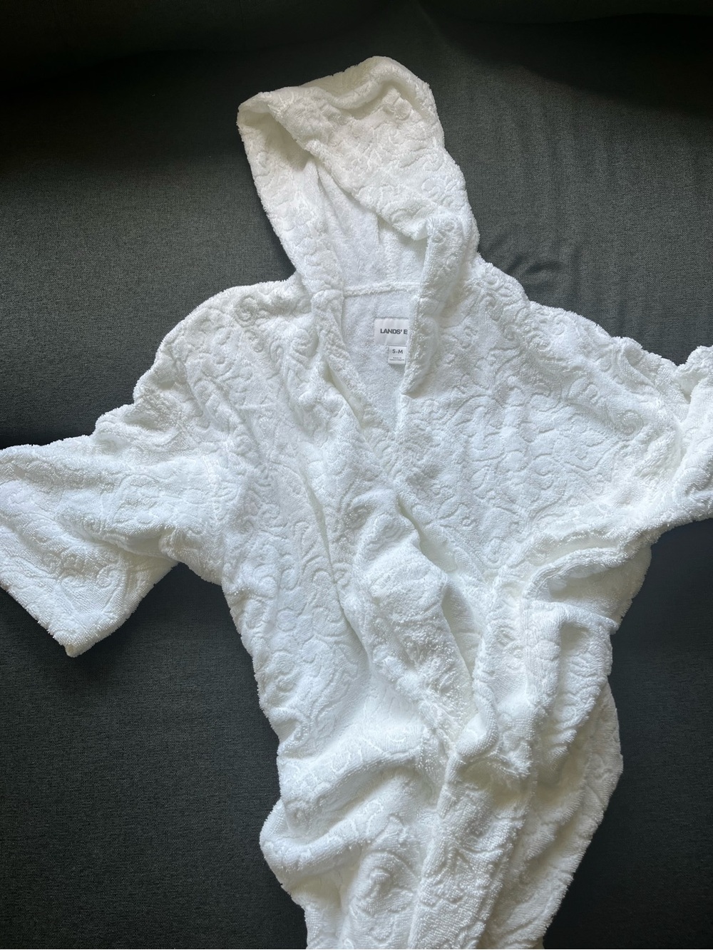 NWOT Lands’ End White Terry Hooded Swim Cover Up women S-M NWOT